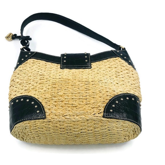 Brighton Bags Brighton Black Leather Black Basket Weave Handbag